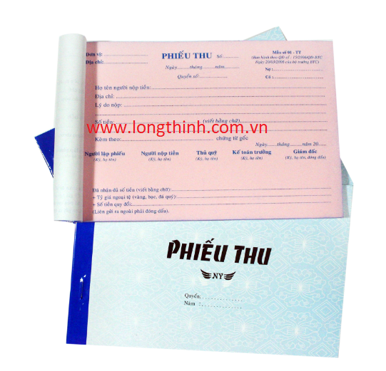 Lốc 5 quyển Phiếu thu 3 liên NY 13x19cm 50 bộ 0