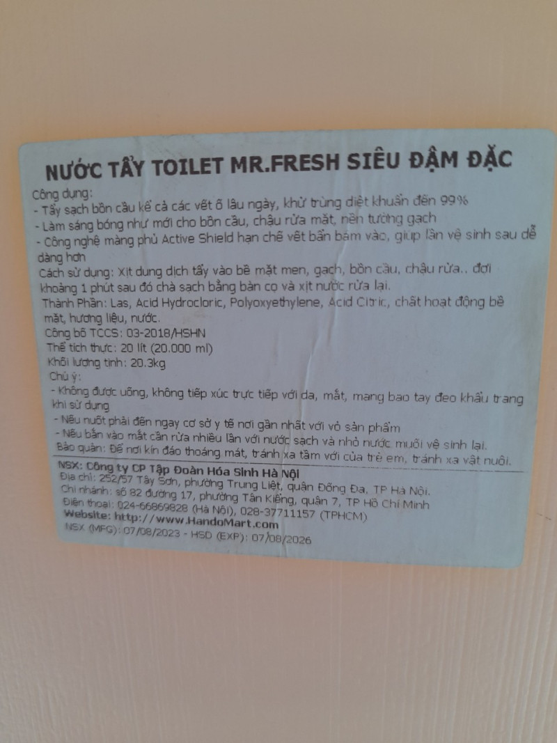 Nước tẩy toilet Mr.Fresh đậm đặc 20L 0