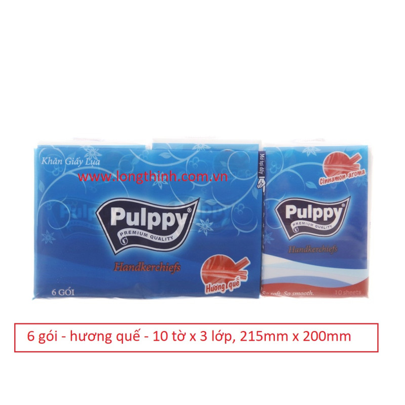 Lốc 6 gói khăn Giấy Bỏ Túi Pulppy hương Quế 0