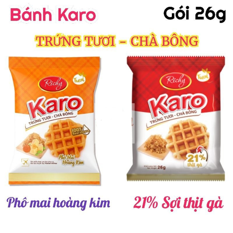 Thùng 72 Bánh Karo Richy 26g (trứng tươi chà bông và phô mai hoàng kim) 0