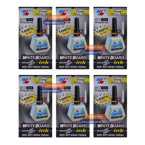 Lốc 6 chai mực lông bảng WBI-01 - Đen