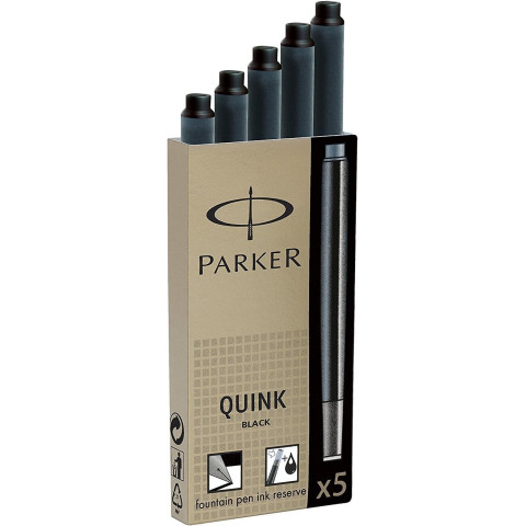 Hộp 5 ống mực bút máy cao cấp Quink Parker - Đen