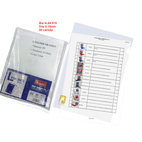 Bìa lá A4 815 dày 0.15mm