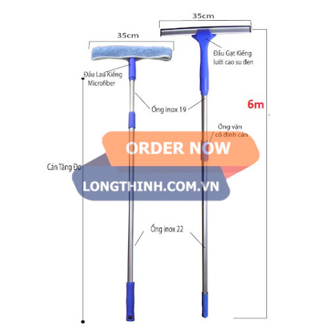 [HCM]Bộ Lau kính - Gạt sàn dài 6m