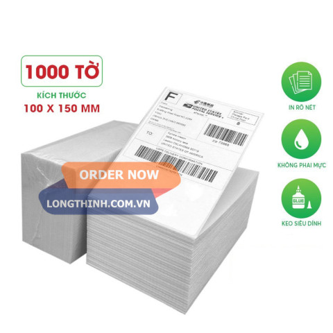 Giấy in nhiệt dạng tệp A6 (100X150) 1000 tờ , in đơn hàng TMDT