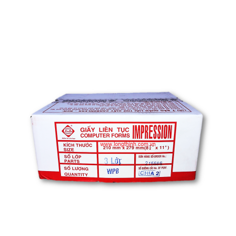 Giấy in 3 liên 210x297mm, A4 chia 2