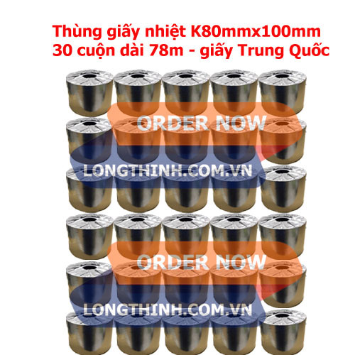 Thùng 30 cuộn giấy nhiệt K80x100 - Trung Quốc 0