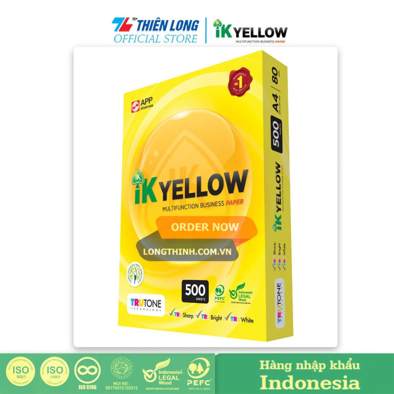Giấy A4 IK Yellow 80gsm 0