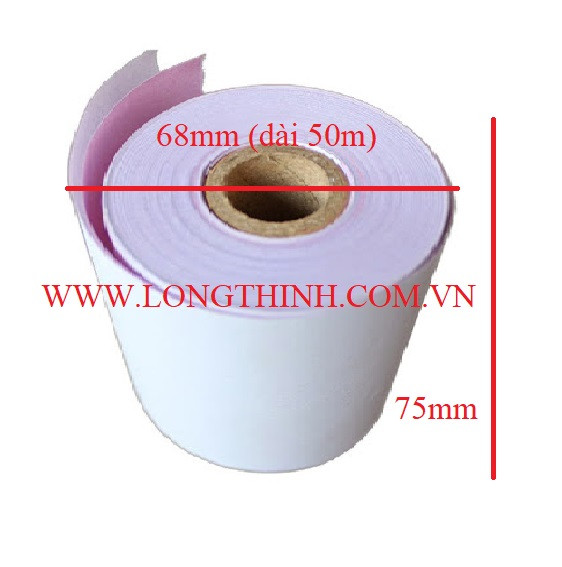 10 cuộn giấy in 2 liên K75 x 68mm - dài 50m 0