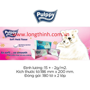 Khăn giấy rút Pulppy Bear 180 tờ