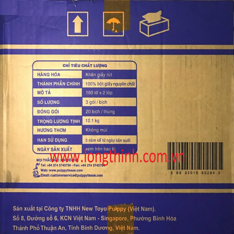 Thùng 60 gói khăn giấy rút Pulppy Bear 180 tờ/gói 0