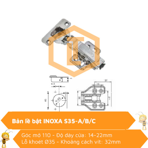 Bản lề bật Cariny INOXA S35-A/B/C