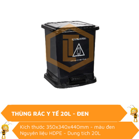 Thùng rác y tế 20L đen
