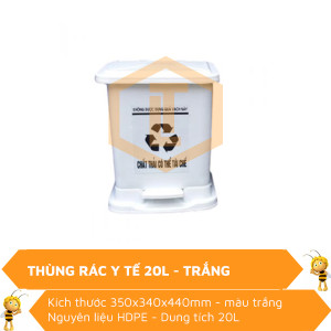 Thùng rác y tế 20L trắng