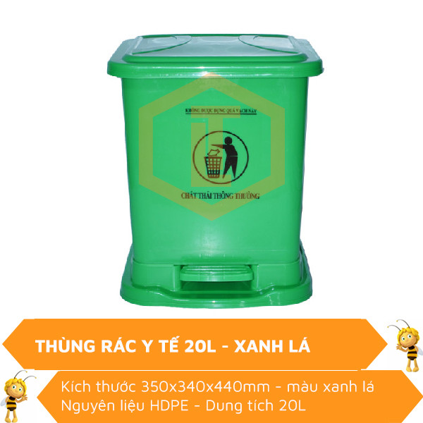 Thùng rác y tế 20L xanh lá 0