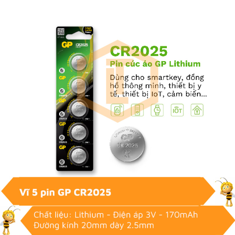 Vĩ 5 viên Pin Lithium GP CR2025 0