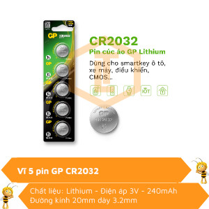 Vĩ 5 viên Pin Lithium GP CR2032