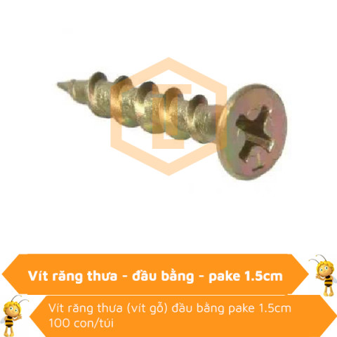 Vít răng thưa đầu bằng pake 1.5cm