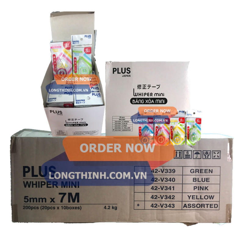 Thùng 200 bút xóa kéo mini Plus WH-505P 5mm x 7m 0