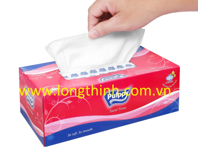 Khăn giấy lụa hộp rút Pulppy 180 tờ 0
