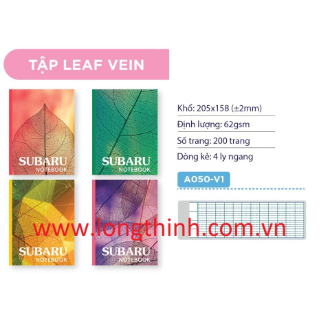 Tập 200 trang Subaru Leaf Vein 62gsm