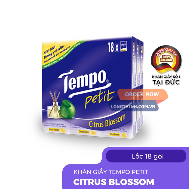 Lốc 18 gói khăn giấy Tempo Chanh sả 0