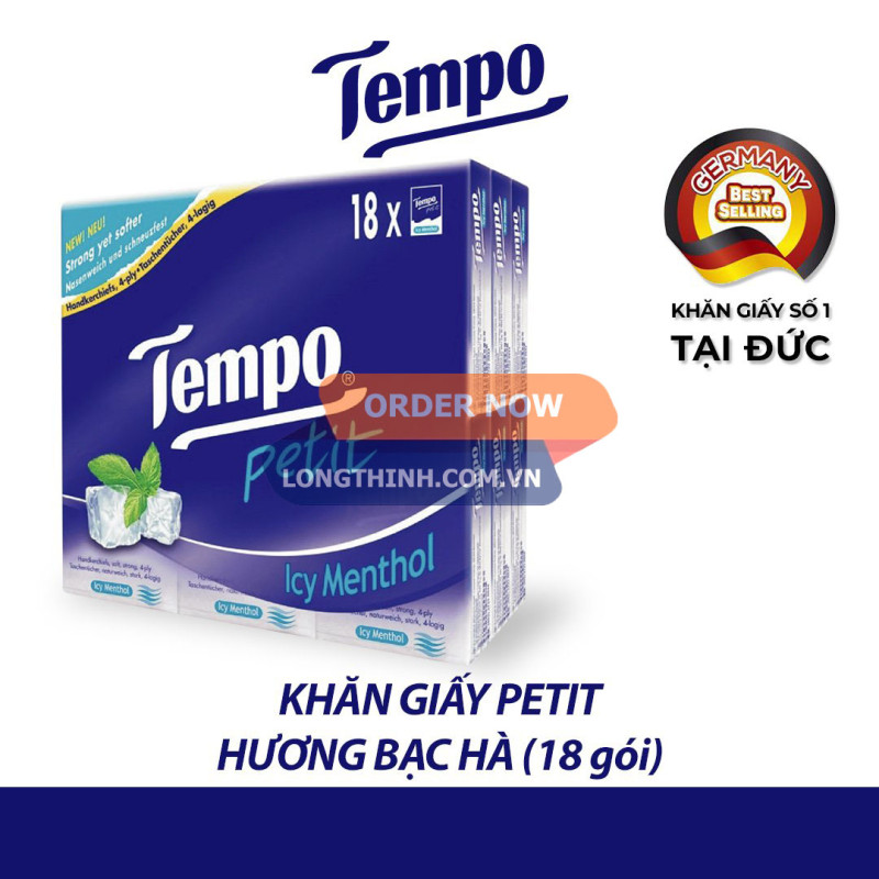Lốc 18 gói khăn giấy Tempo Bạc hà 0