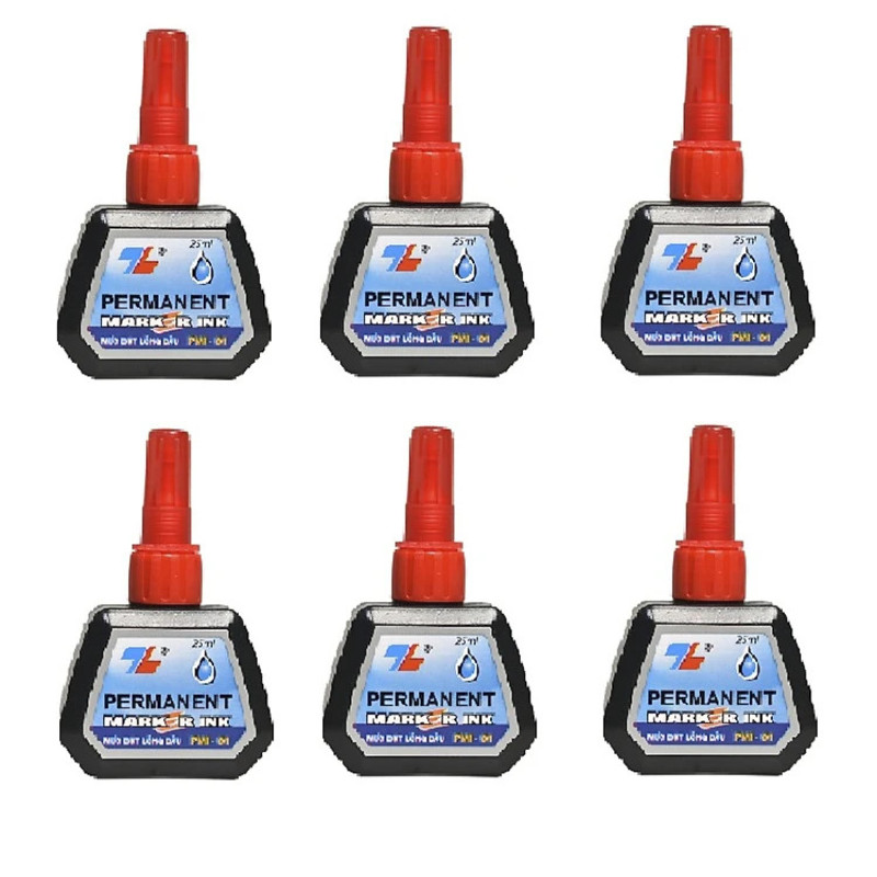 Lốc 6 chai mực lông dầu PMI-01 - Đỏ 0